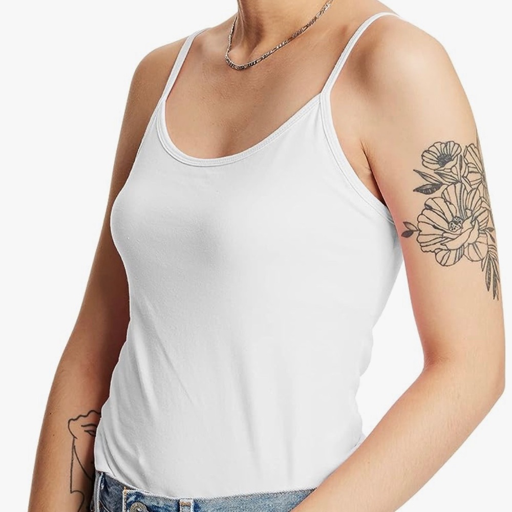 NWOT • Hanes Stretch Cotton Cami with Built-in Shelf Bra